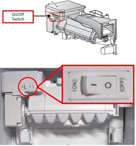 image of turning on of lg fridge ice maker