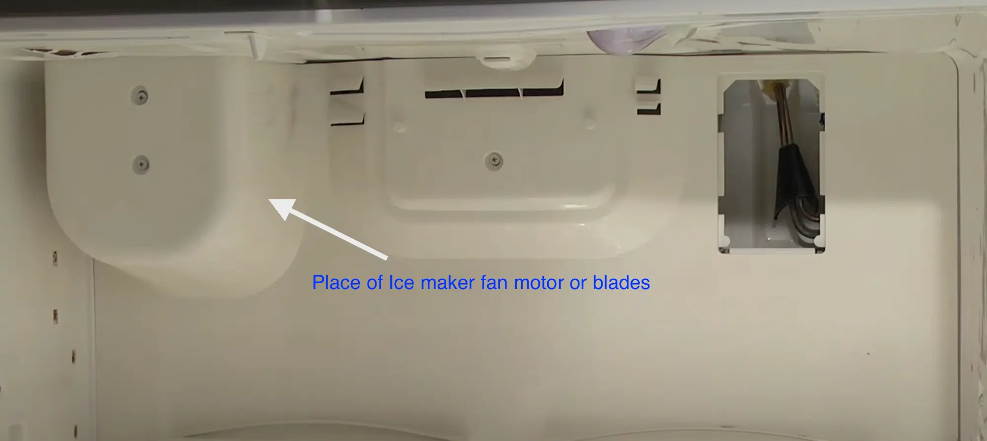 Image of replacing defective ice maker fan motor or blades 