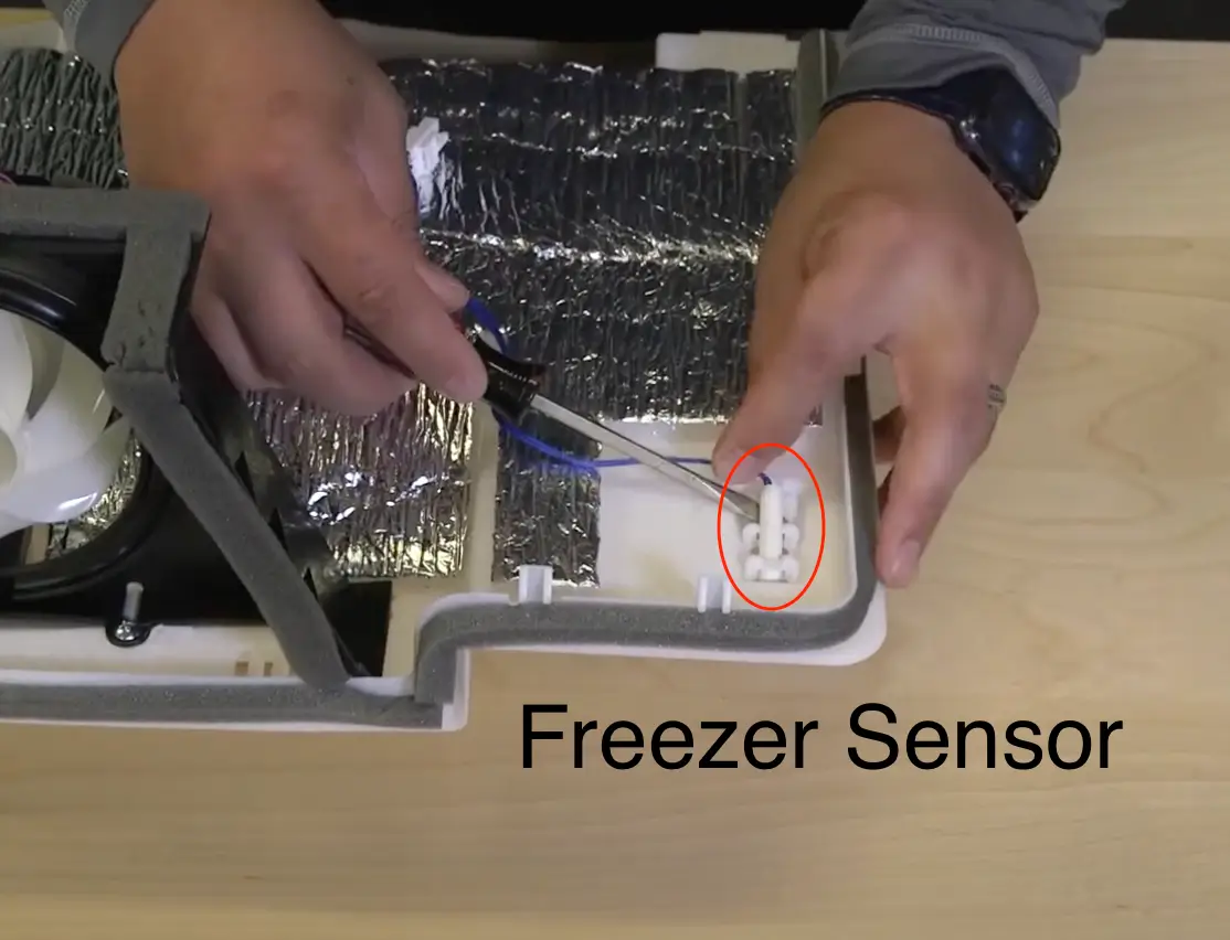 Image of freezer sensor near freezer compartments